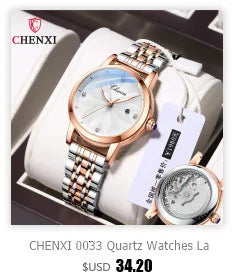 Stainless Steel Calendar Quartz Wristwatch for Women