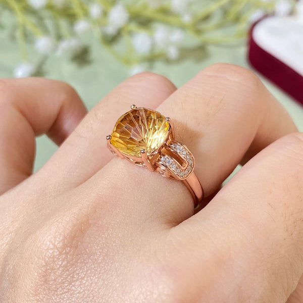 Sterling Silver Citrine Gemstone Ring for Women