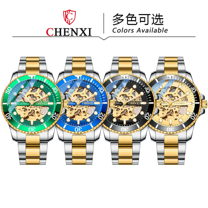 Stainless Steel Hollow Out Automatic Mechanical Watch for Men