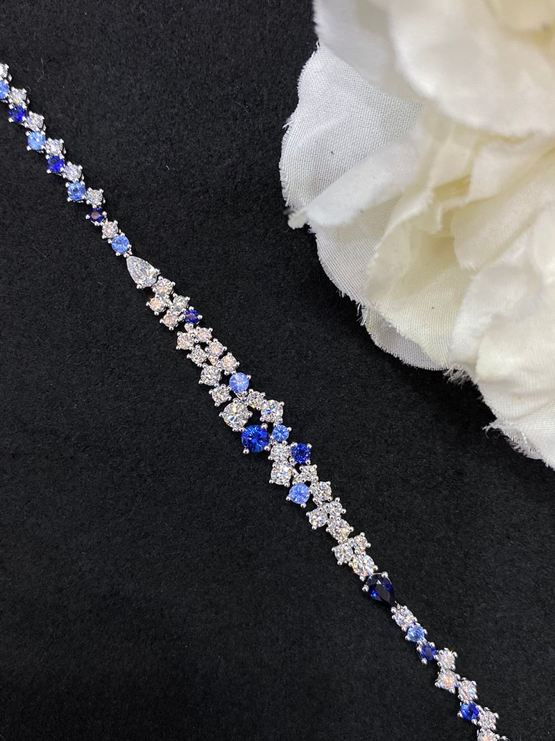 18K White Gold Radiant Blue Sapphire Bracelet