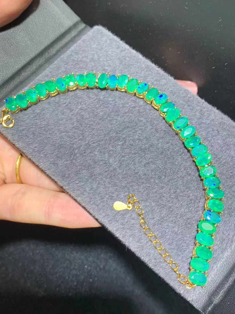 Sterling Silver Green Opal Bracelet