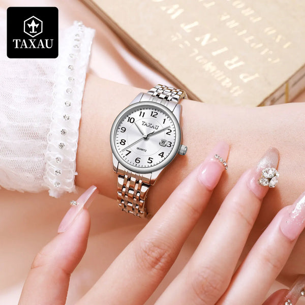 Stainless Steel Quartz Watch with Waterproof Feature for Women