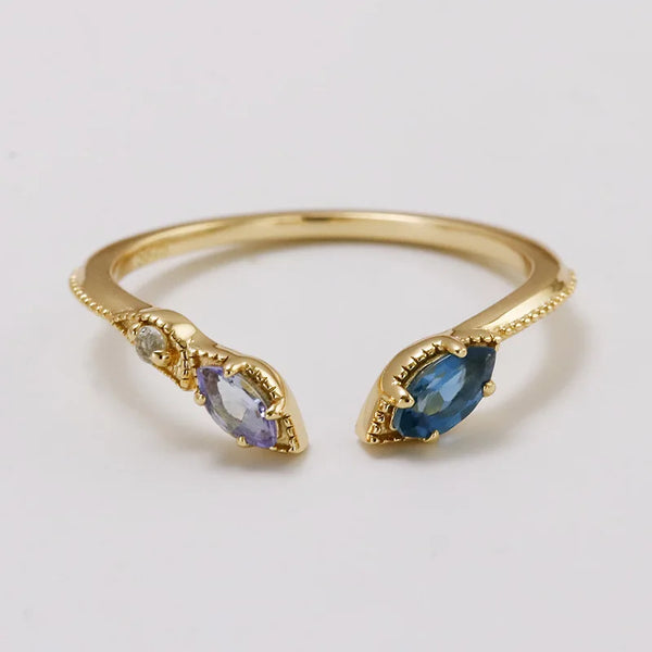 925 Sterling Silver Topaz & Tanzanite Ring for Women