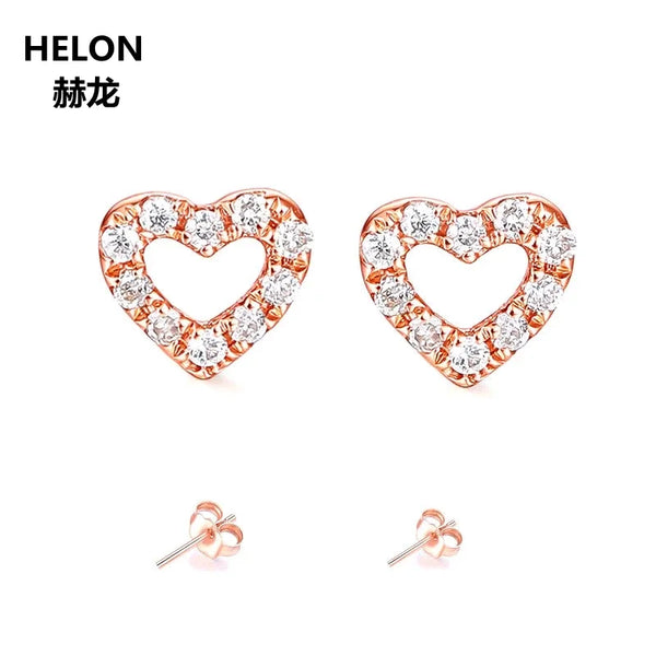 14k Rose Gold Natural Diamond Stud Earrings for Women