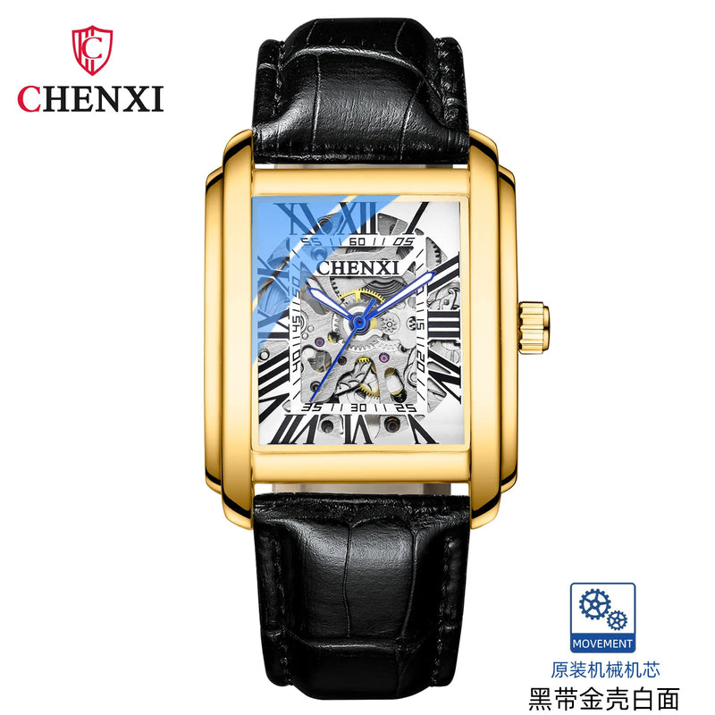 Gold Automatic Skeleton Tourbillon Mechanical Wristwatch for Men