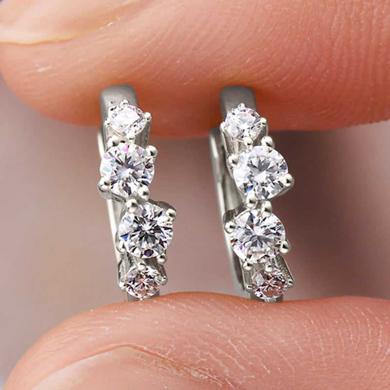 925 Sterling Silver Moissanite Hoop Earrings for Women