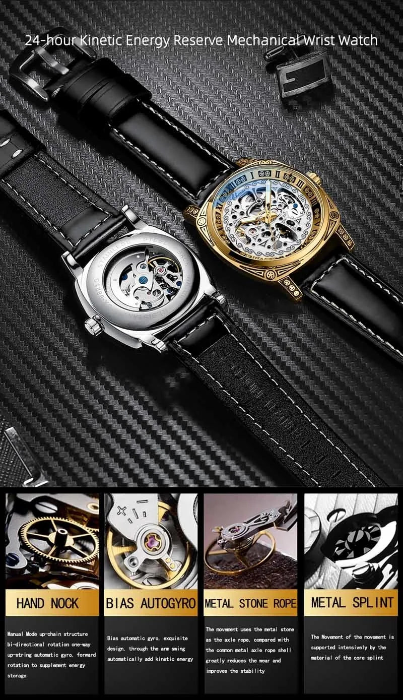 Stainless Steel Skeleton Design Automatic Luminous Men's Watch