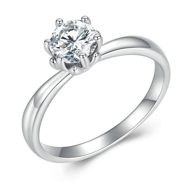 925 Sterling Silver 0.80ct Round Moissanite Engagement Ring for Women