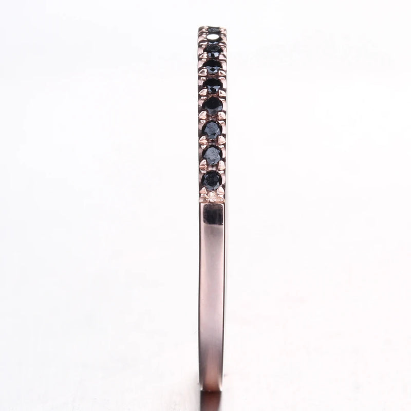 18k Rose Gold Black Diamond Half Eternity Ring for Women