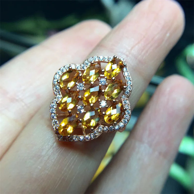 925 Sterling Silver Citrine Ring for Girls