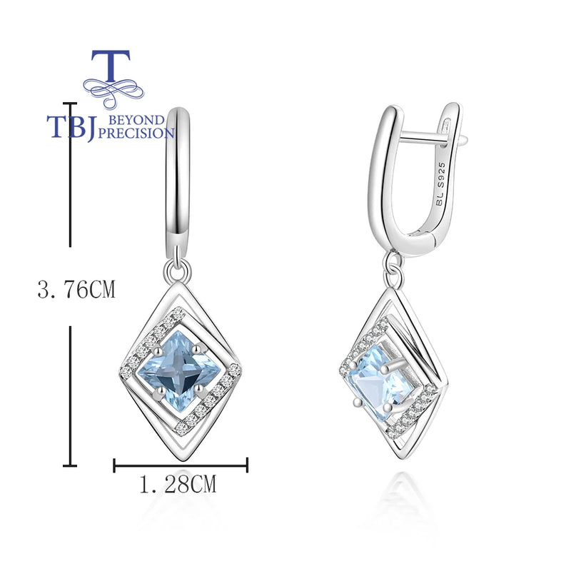 925 Sterling Silver Sky Blue Topaz Earrings for Women