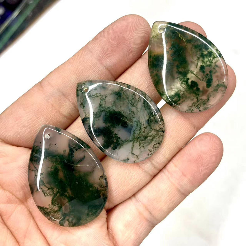 Sterling Silver Moss Agate Pendant for Women and Men