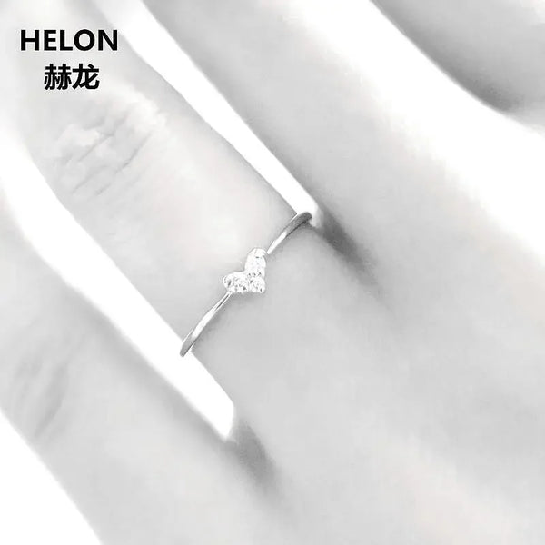 10k White Gold SI/H Natural Diamonds Heart Engagement Ring for Women