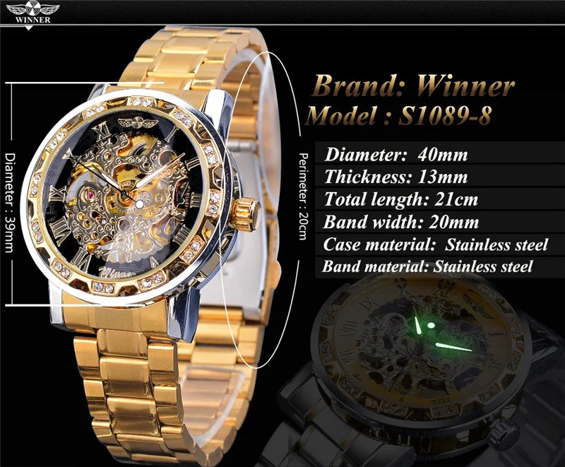 Silver Skeleton Mechanical Wristwatch for Men