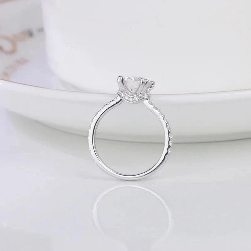 925 Sterling Silver 1.50CT Moissanite Diamond Engagement Ring for Women