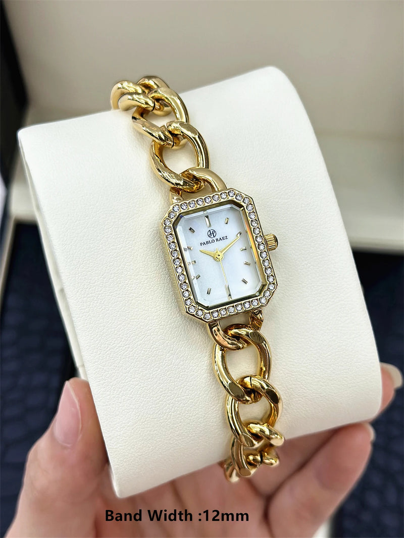 Elegant Yellow Gold Diamond Wristwatch for Women – High Quality Luxury Timepiece for Casual Dress.