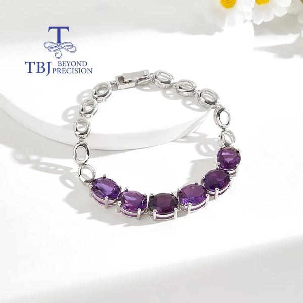 925 Sterling Silver Amethyst Bracelet for Women