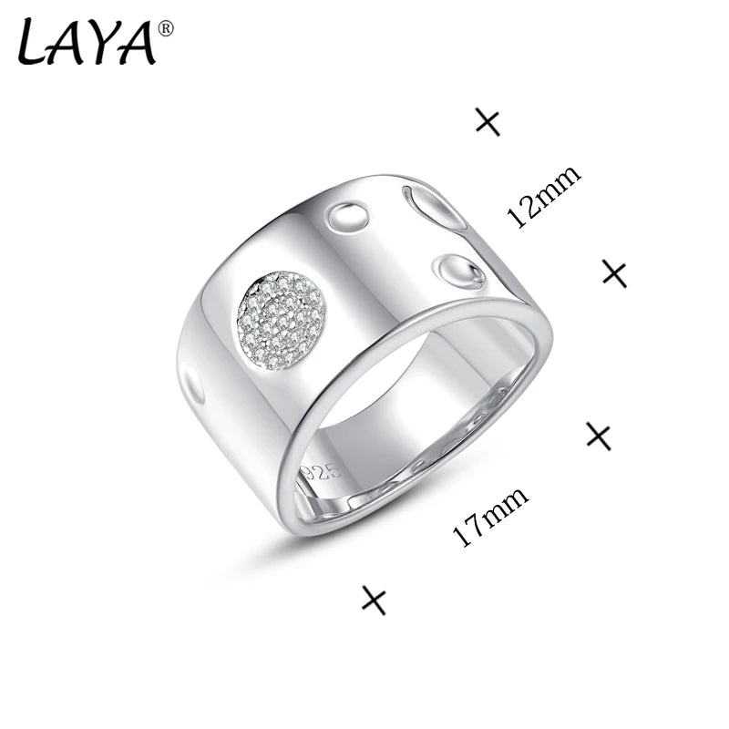 925 Sterling Silver Wide Ring with Small & Large Circle Decoration for Women & Men