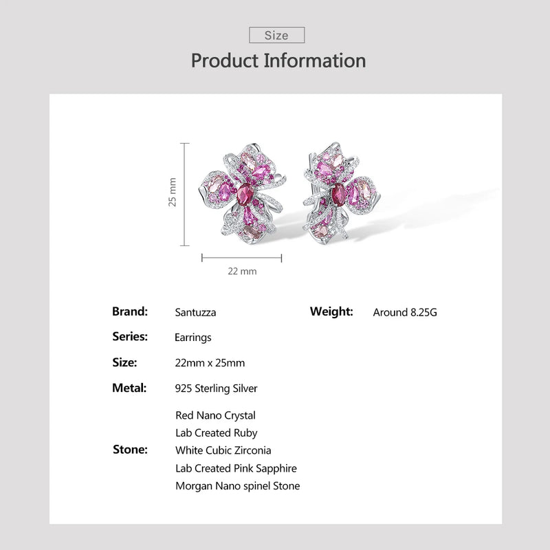 925 Sterling Silver Created Ruby & Sapphire Lily Flower Earrings for Women