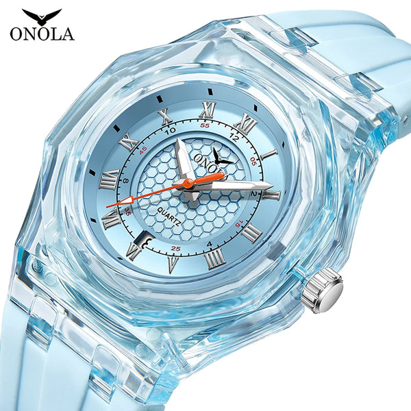 Stainless Steel Transparent Plastic Silicone Quartz Watch for Unisex