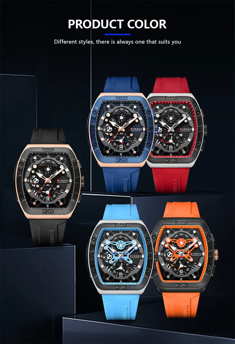 Stainless Steel Fashion Waterproof Multi-function Chronograph Calendar Luminous Quartz Watches for Men