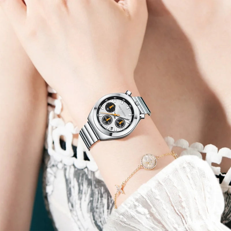 Stainless Steel Quartz Watch for Women ElegantLuxury Multifunction Watch