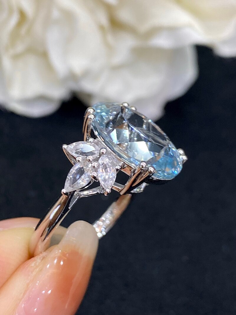18K White Gold Aquamarine Eternity Ring for Women