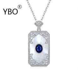 925 Sterling Silver Natural Sapphire Pendant Necklace for Women sagt das Model.