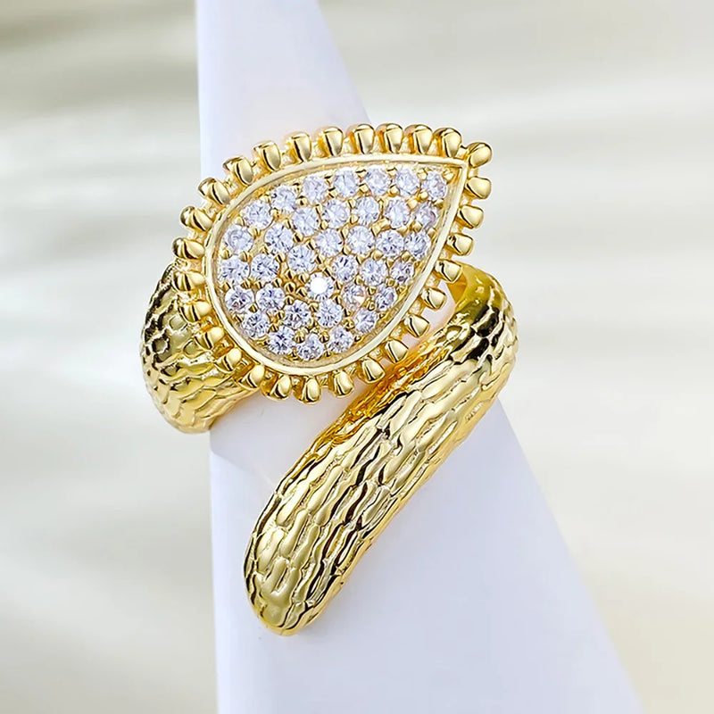 18K Gold Plated Sterling Silver Snake Lab Diamond Ring for Women