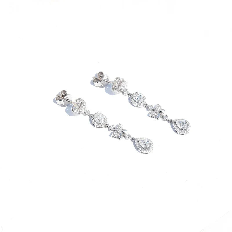 14k White Gold Natural Diamond Heart Stud Earrings for Women