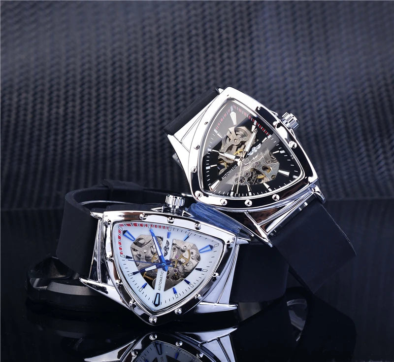 Stainless Steel Transparent Skeleton Wrist Watch for Men