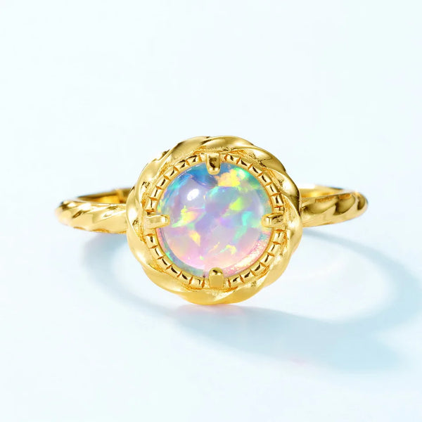 Sterling Silver Synthetic Opal Ring for Women