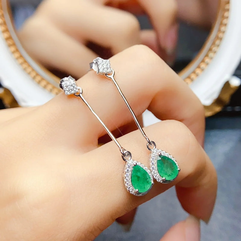 Sterling Silver 5*7mm Emerald Earrings for Women