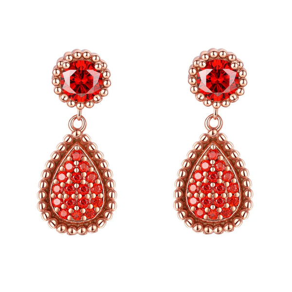 Rose Gold Vermeil Garnet Dangle Earrings for Women