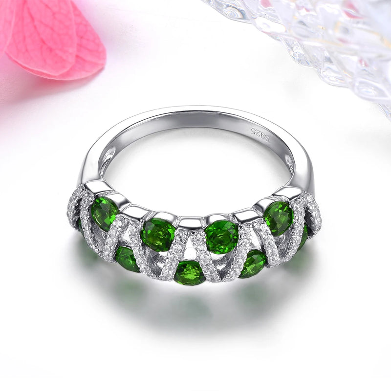 Sterling Silver 1.50 Carat Chrome Diopside Ring for Women