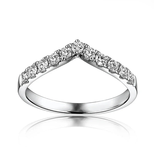 14k White Gold Moissanite V Shape Engagement Ring for Her