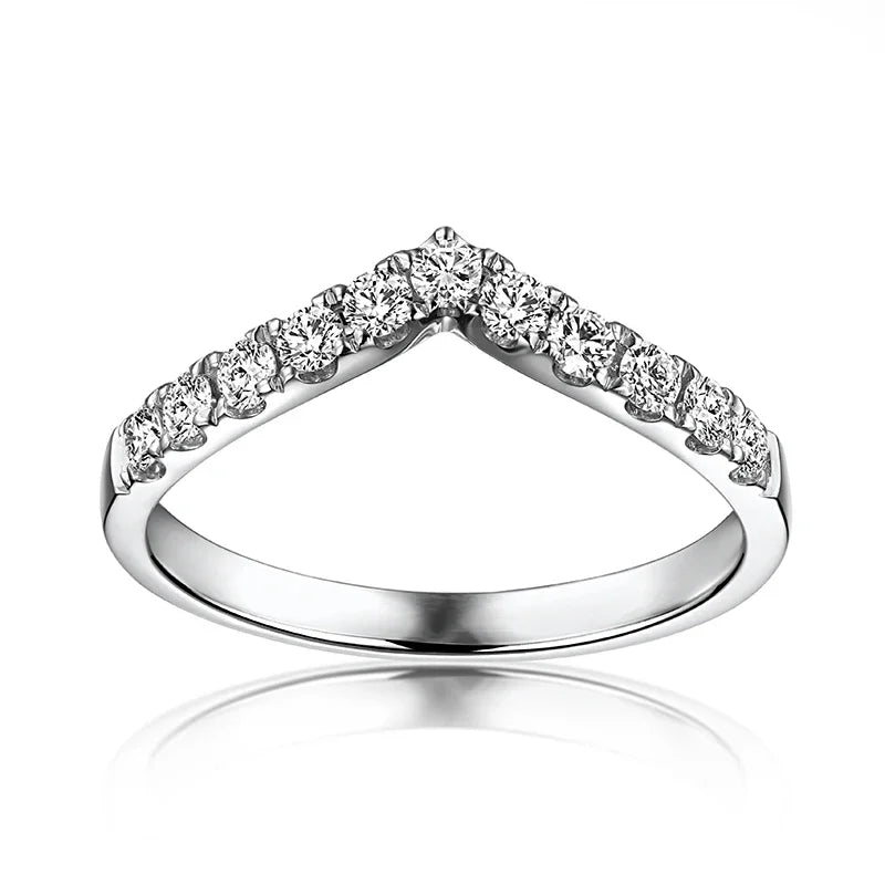 14k White Gold Moissanite V Shape Engagement Ring for Her