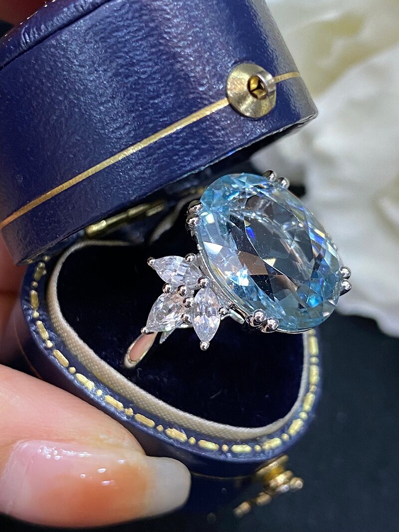 18K White Gold Aquamarine Eternity Ring for Women