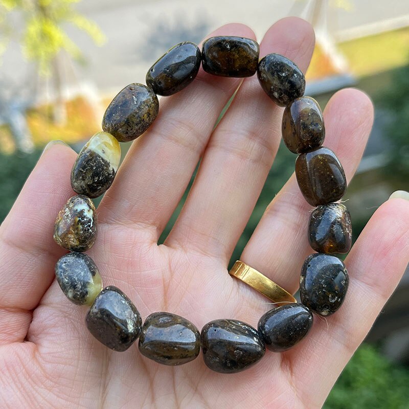 Sterling Silver Natural Amber Bracelet for Unisex