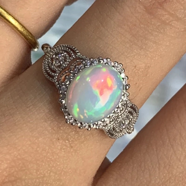 Silver 925 Opal Ring for Women