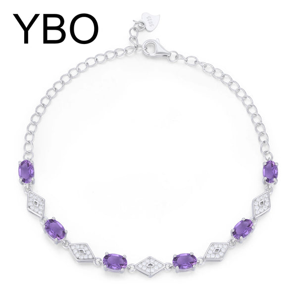 925 Sterling Silver Amethyst Bracelets for Women