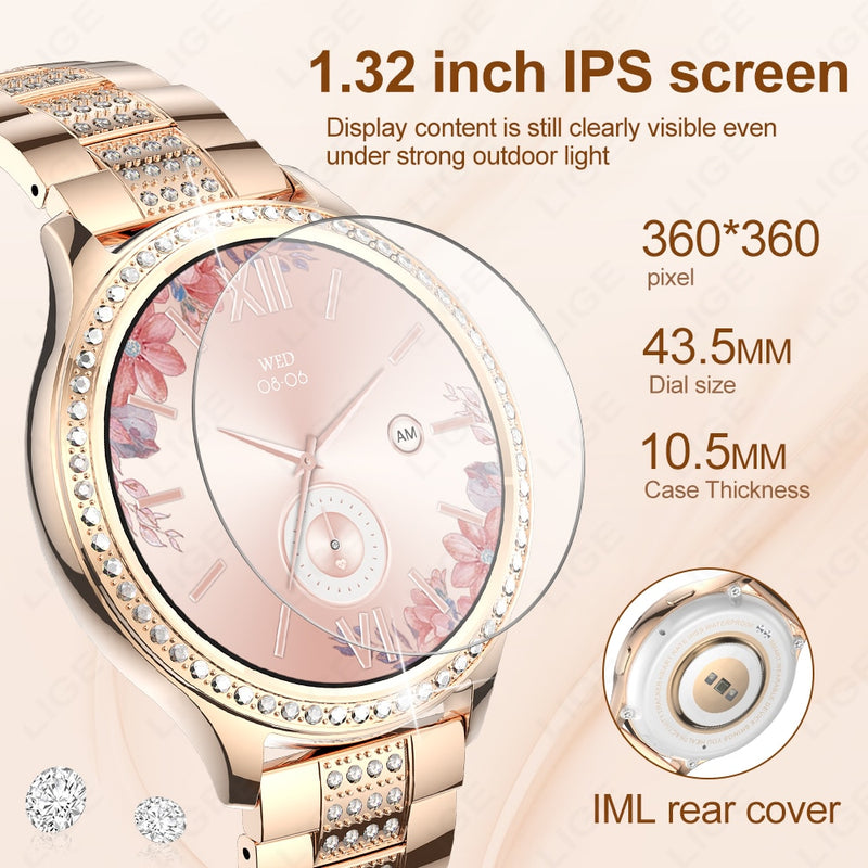 Smartwatch with AI Voice Assistant and Health Monitor for Women