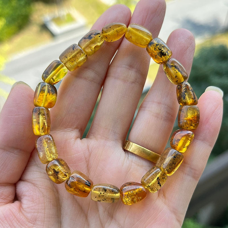 Sterling Silver Natural Amber Bracelet for Unisex