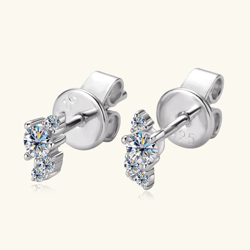 925 Sterling Silver All Moissanite Stud Earrings for Women