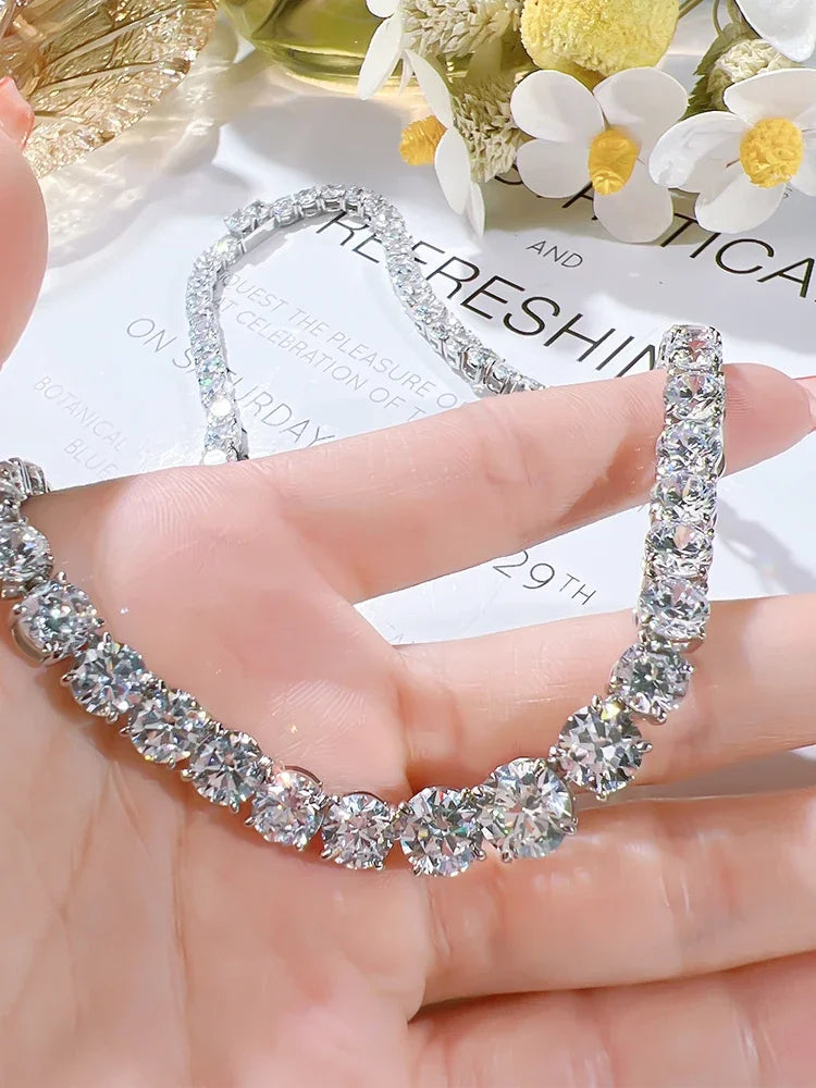 925 Sterling Silver High Carbon Diamond Necklace for Women