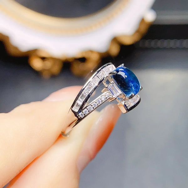 S925 Sterling Silver 5*7 Natural Topaz Ring