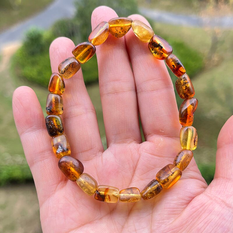 Sterling Silver Natural Amber Bracelet for Unisex