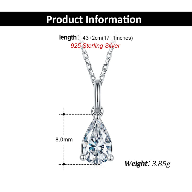 925 Silver Brilliant Moissanite Pendant Necklace for Women