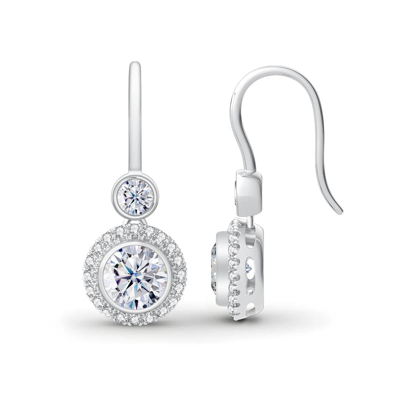 925 Silver 1ct Moissanite Drop Earrings for Women