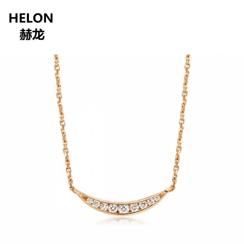 18k Rose Gold Natural Diamond Pendant Necklace for Women